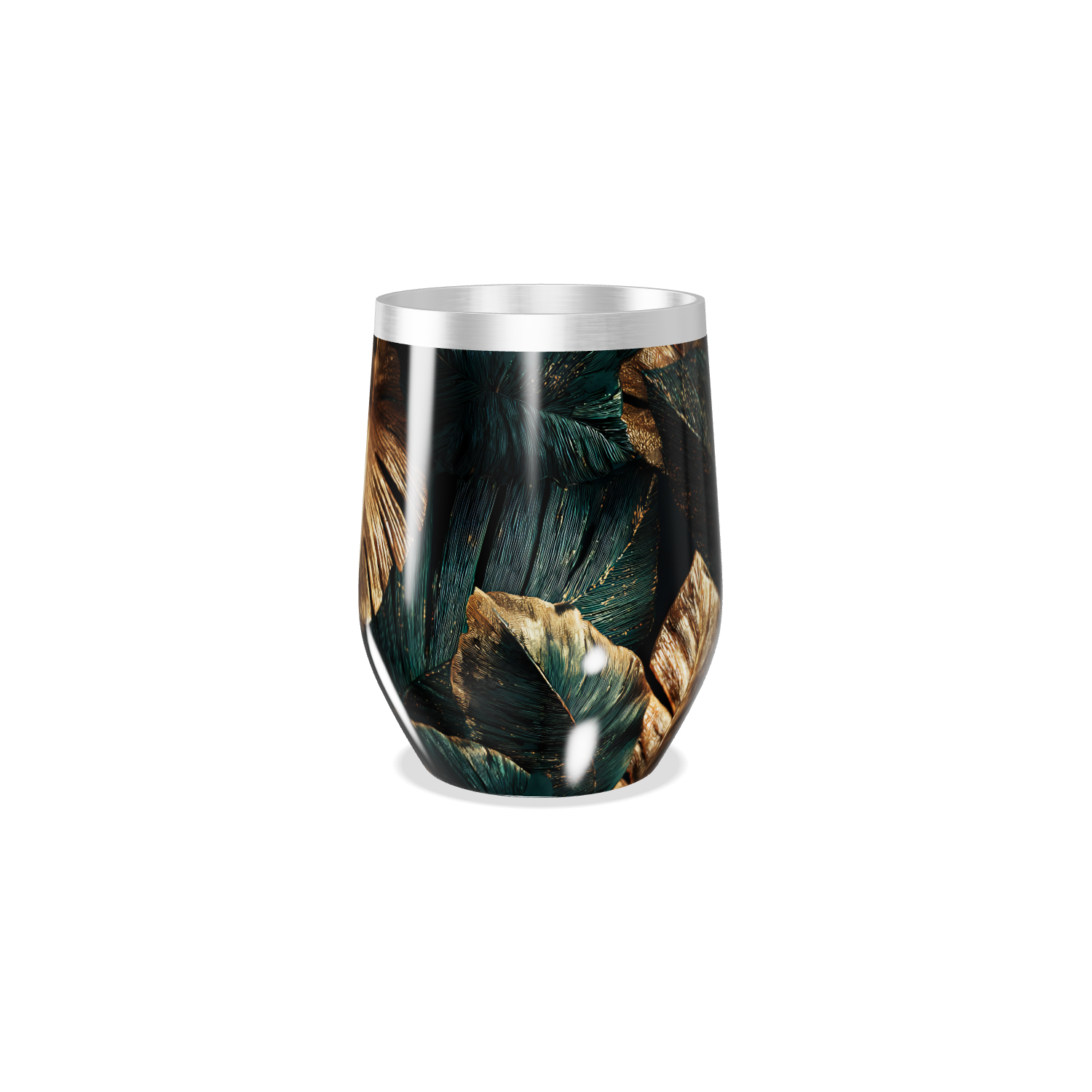 Copo Térmico Slim - Folhas Douradas e Verdes