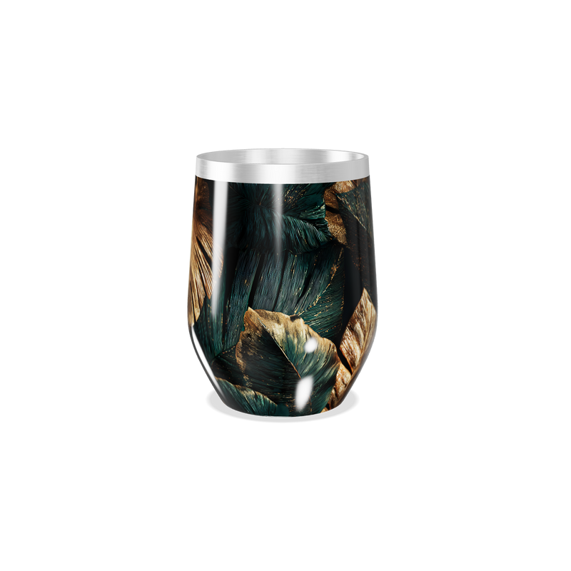 Copo Térmico Slim - Folhas Douradas e Verdes