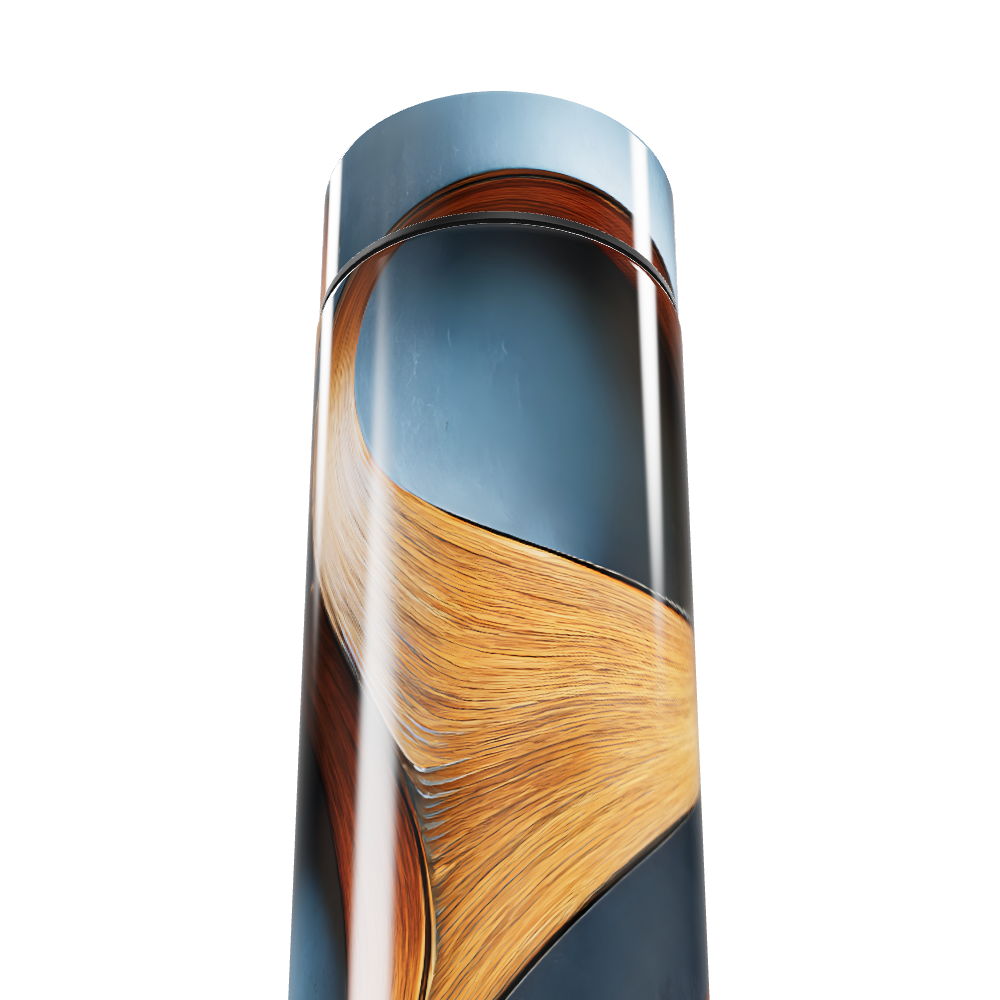 Garrafa Térmica Touch - Azul com Detalhe Madeira