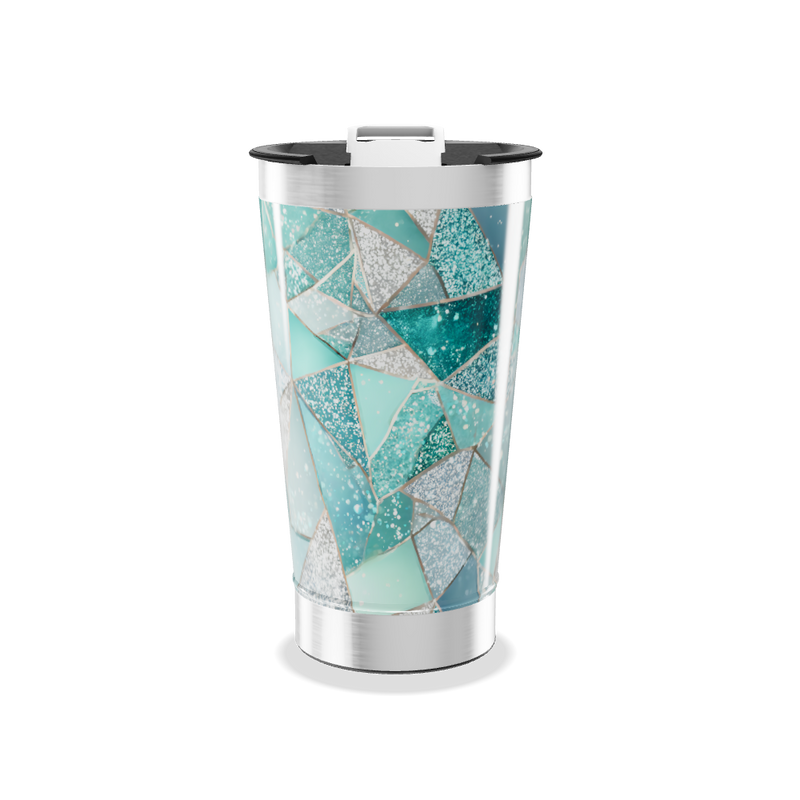 Copo Térmico - Vidro Azul Geométrico