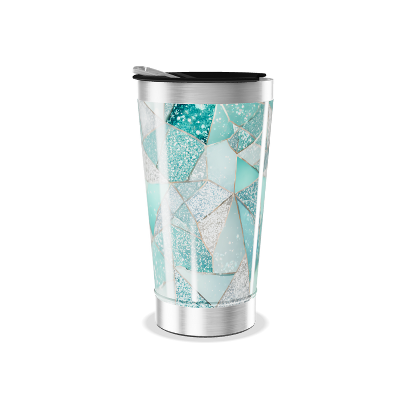 Copo Térmico - Vidro Azul Geométrico