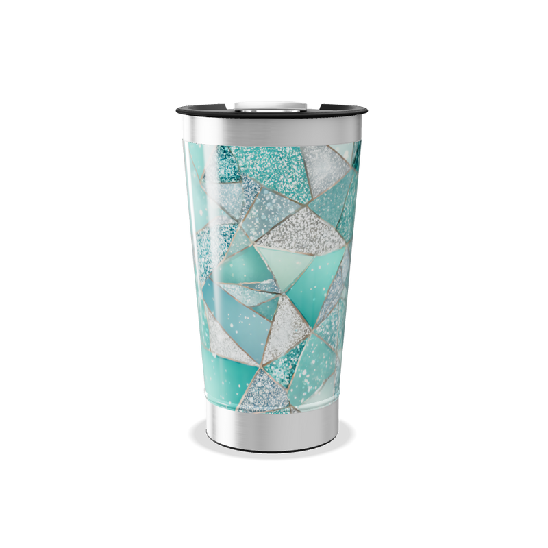 Copo Térmico - Vidro Azul Geométrico