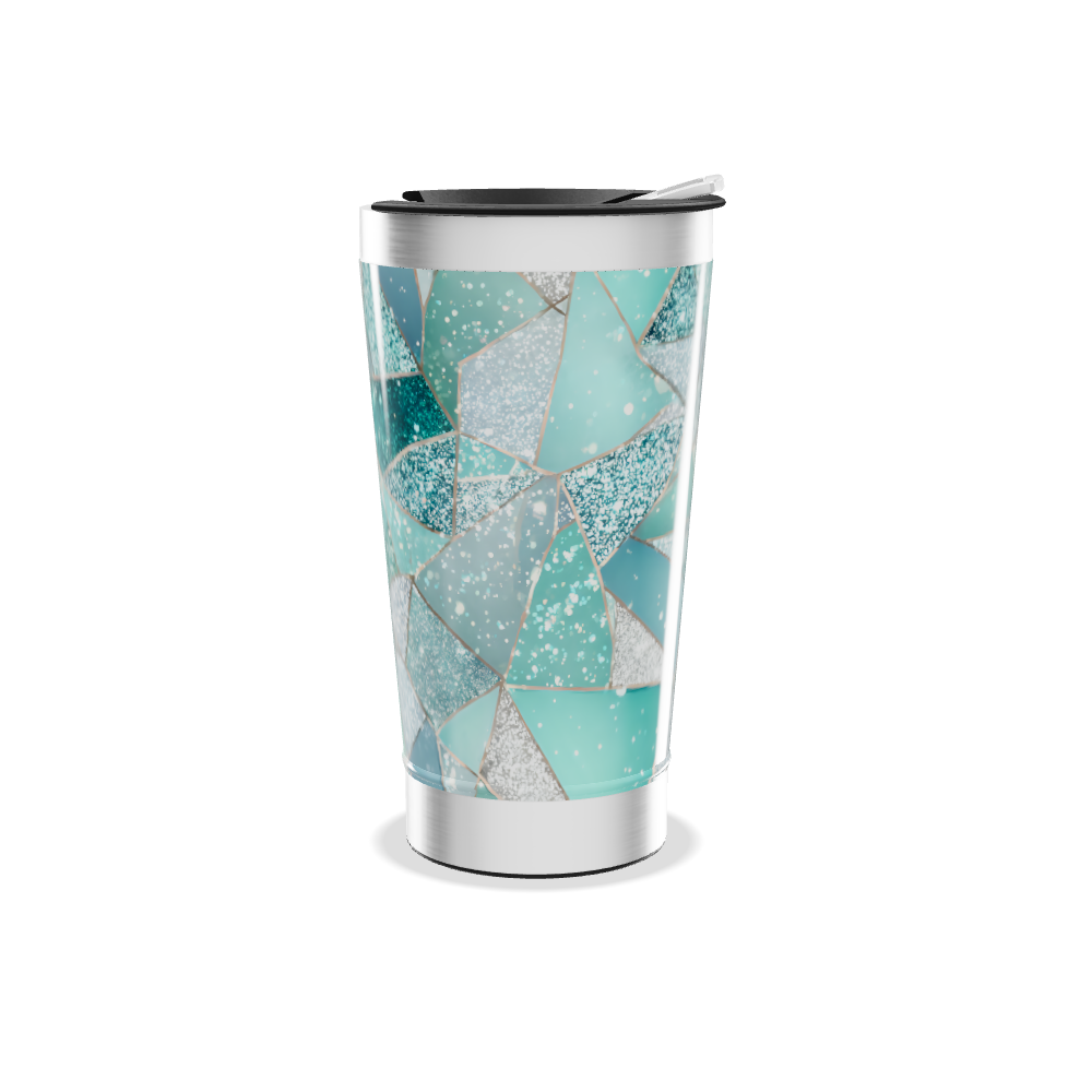 Copo Térmico - Vidro Azul Geométrico