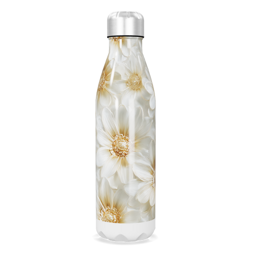 Garrafa Inox - Flores Brancas Elegante