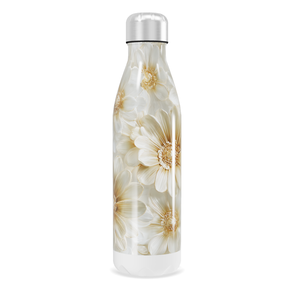 Garrafa Inox - Flores Brancas Elegante
