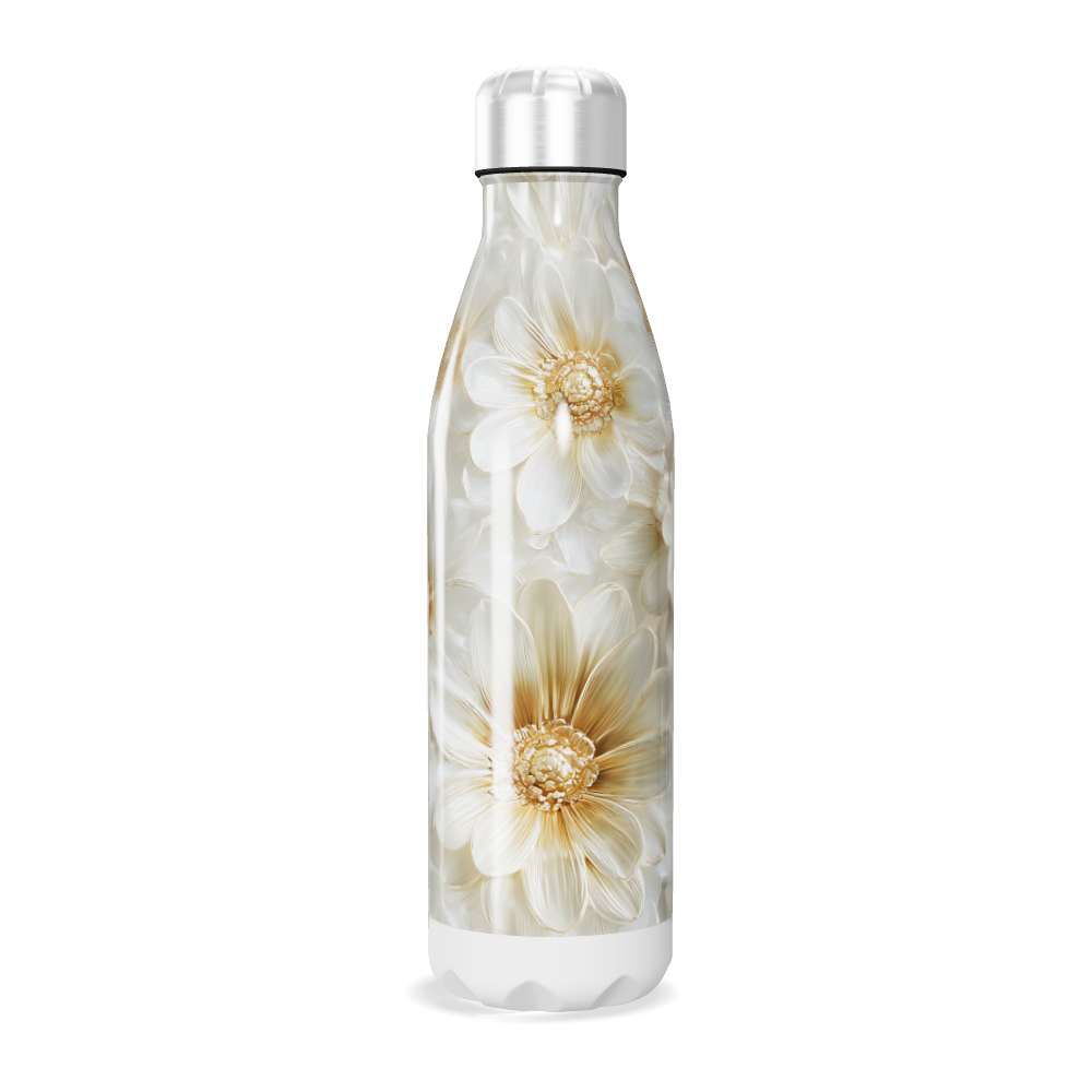 Garrafa Inox - Flores Brancas Elegante