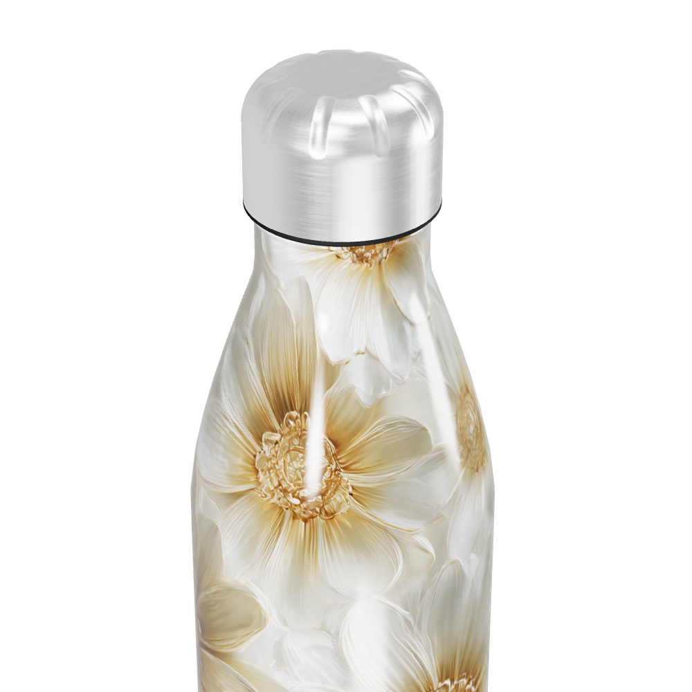Garrafa Inox - Flores Brancas Elegante
