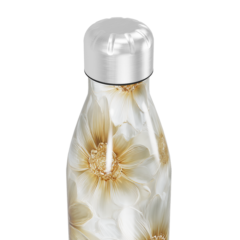 Garrafa Inox - Flores Brancas Elegante