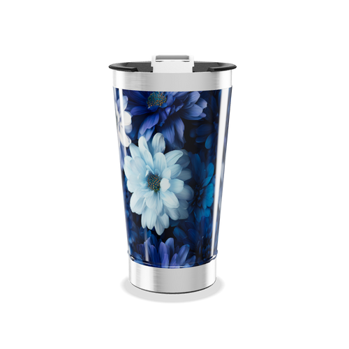 Copo Térmico - Floral Azul Inox