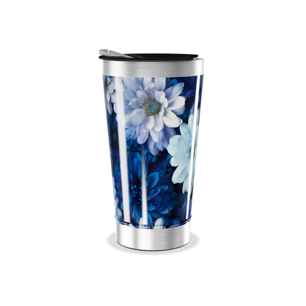 Copo Térmico - Floral Azul Inox
