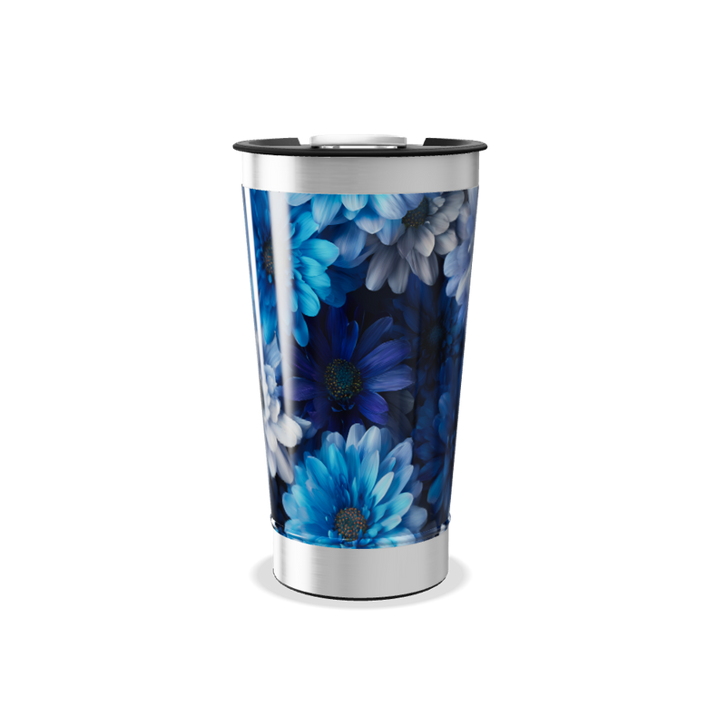 Copo Térmico - Floral Azul Inox