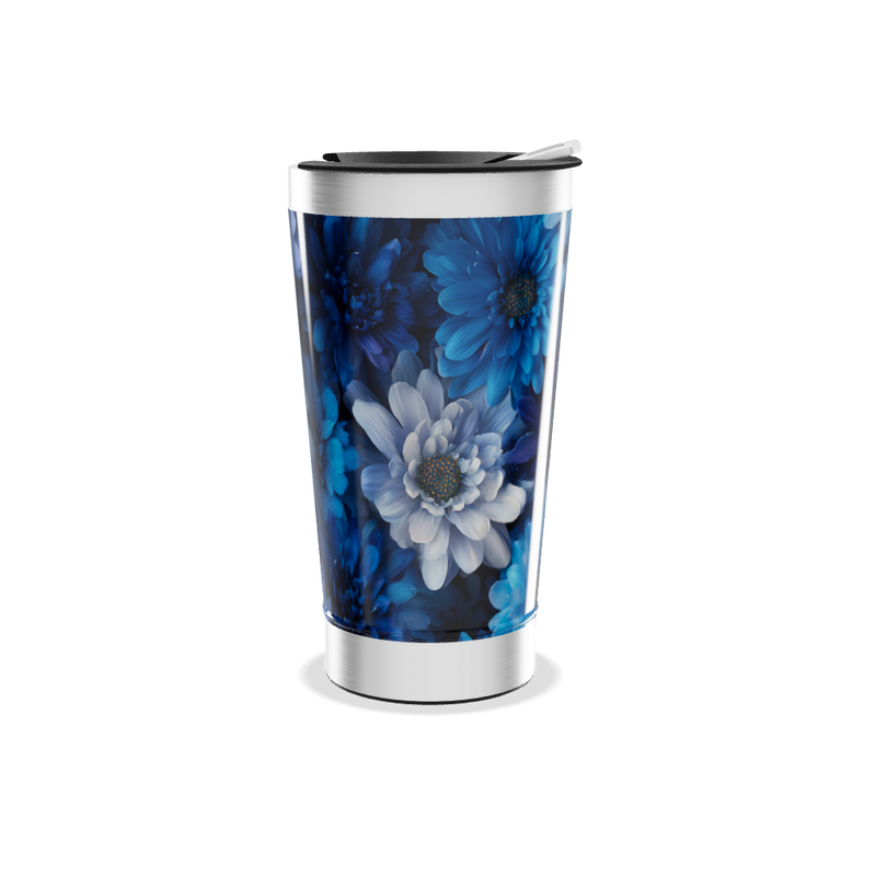 Copo Térmico - Floral Azul Inox