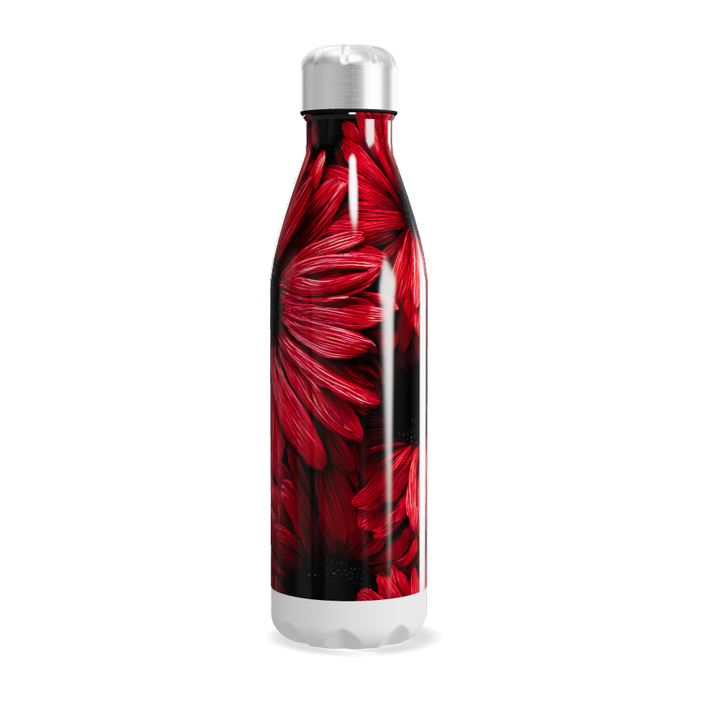 Garrafa Inox Flores Vermelhas