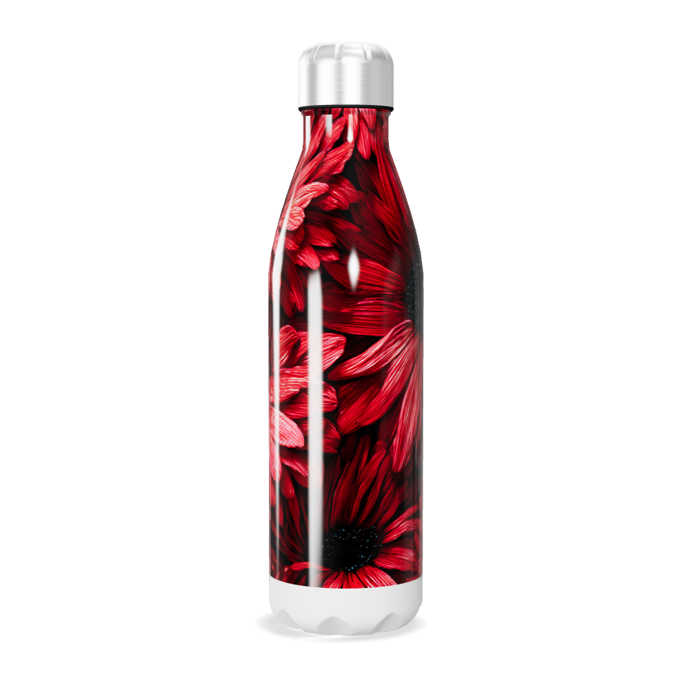 Garrafa Inox Flores Vermelhas