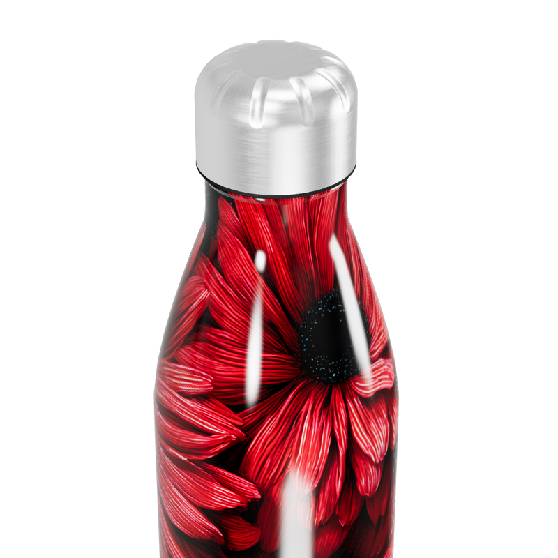 Garrafa Inox Flores Vermelhas