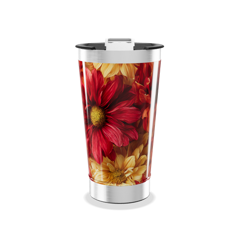 Copo Térmico - Flores Vermelhas e Amarelas