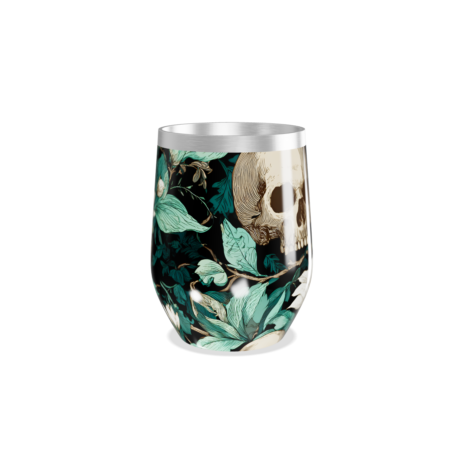 Copo Térmico Slim - Flor e Caveira Preto