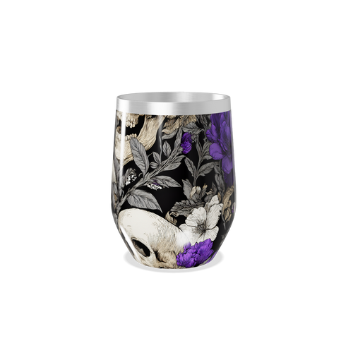 Copo Térmico Slim - Floral Preto e Roxo