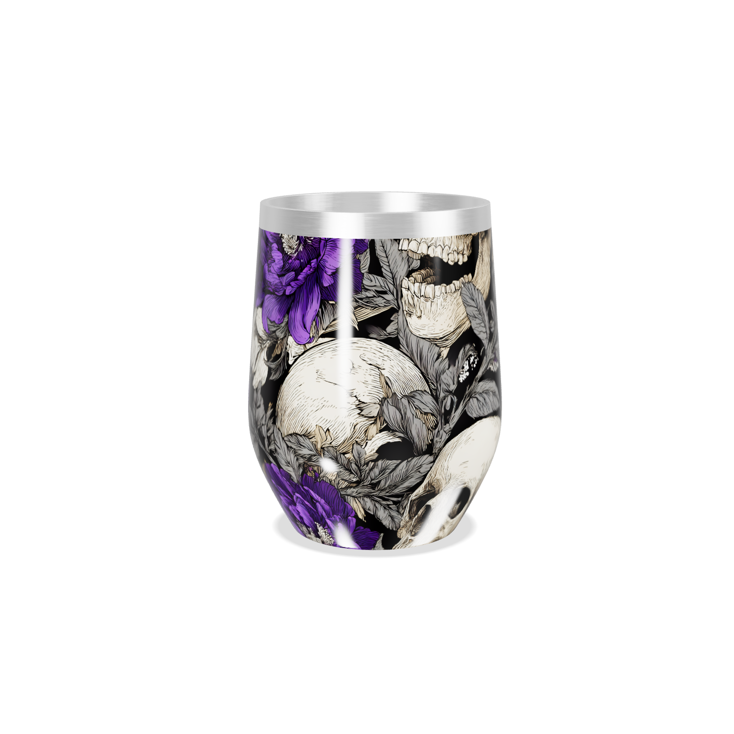 Copo Térmico Slim - Floral Preto e Roxo