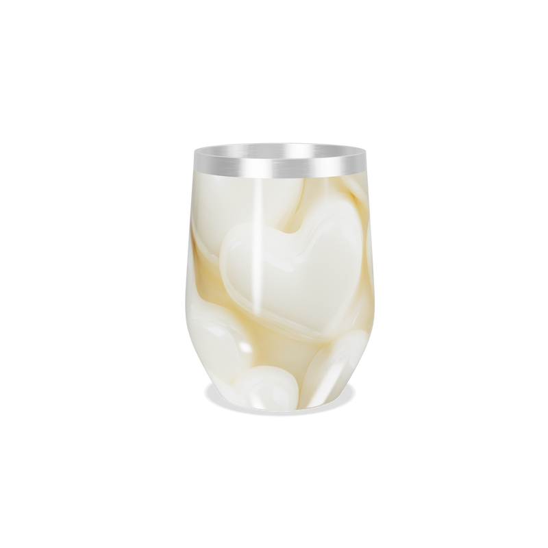 Copo Térmico Slim Coração Bege Aço Inox