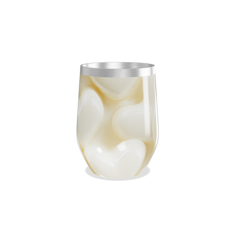 Copo Térmico Slim Coração Bege Aço Inox