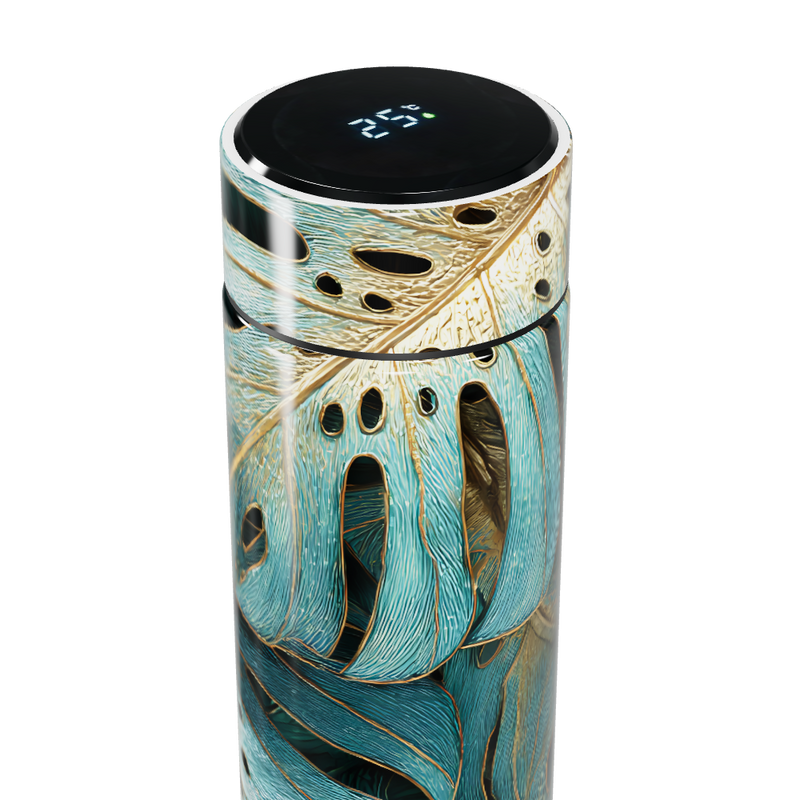 Garrafa Térmica Touch - Folhagem Azul Dourada