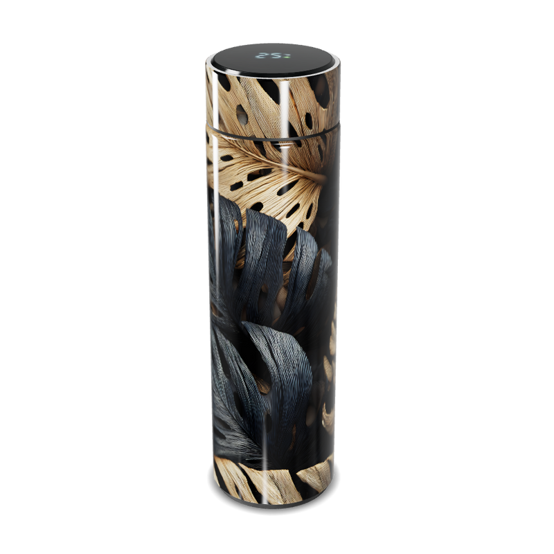 Garrafa Térmica Touch - Preto e Dourado Folhas