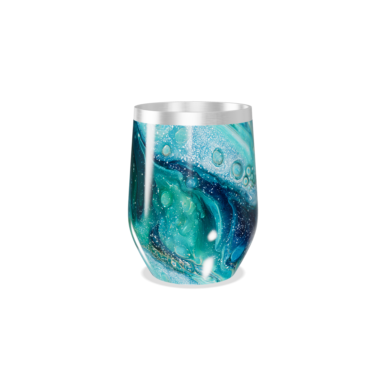 Copo Térmico Slim - Azul com Estampa Abstrata