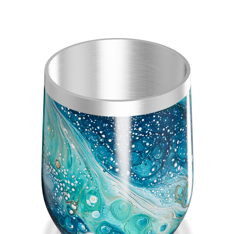 Copo Térmico Slim - Azul com Estampa Abstrata