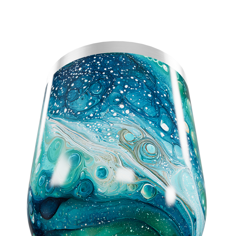 Copo Térmico Slim - Azul com Estampa Abstrata