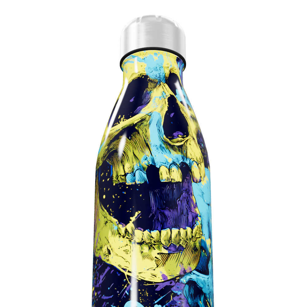 Garrafa Inox Estampa Caveira Colorida