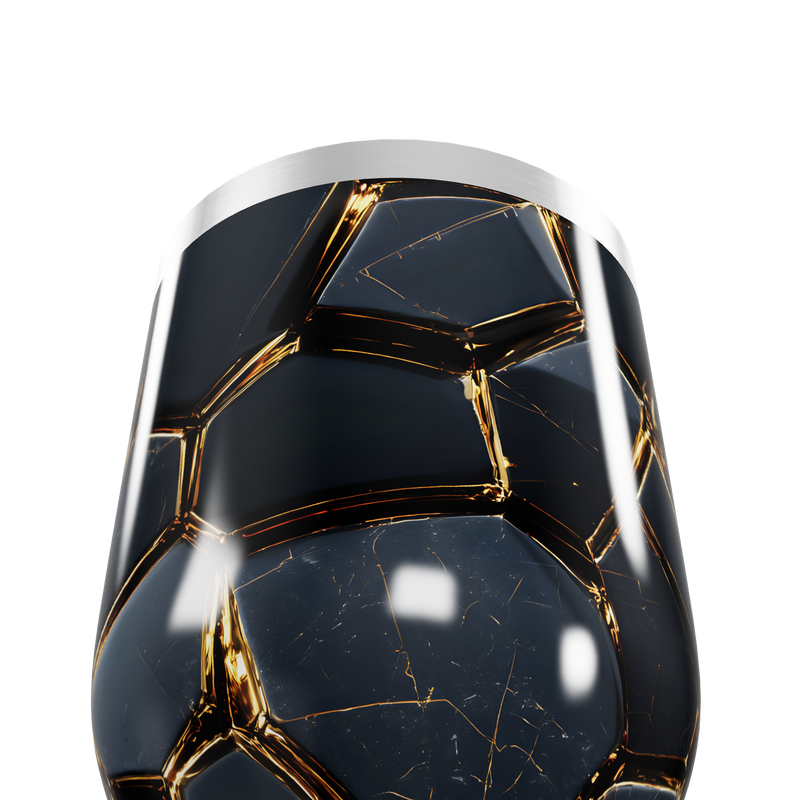 Copo Térmico Slim - Preto com Detalhes Dourados