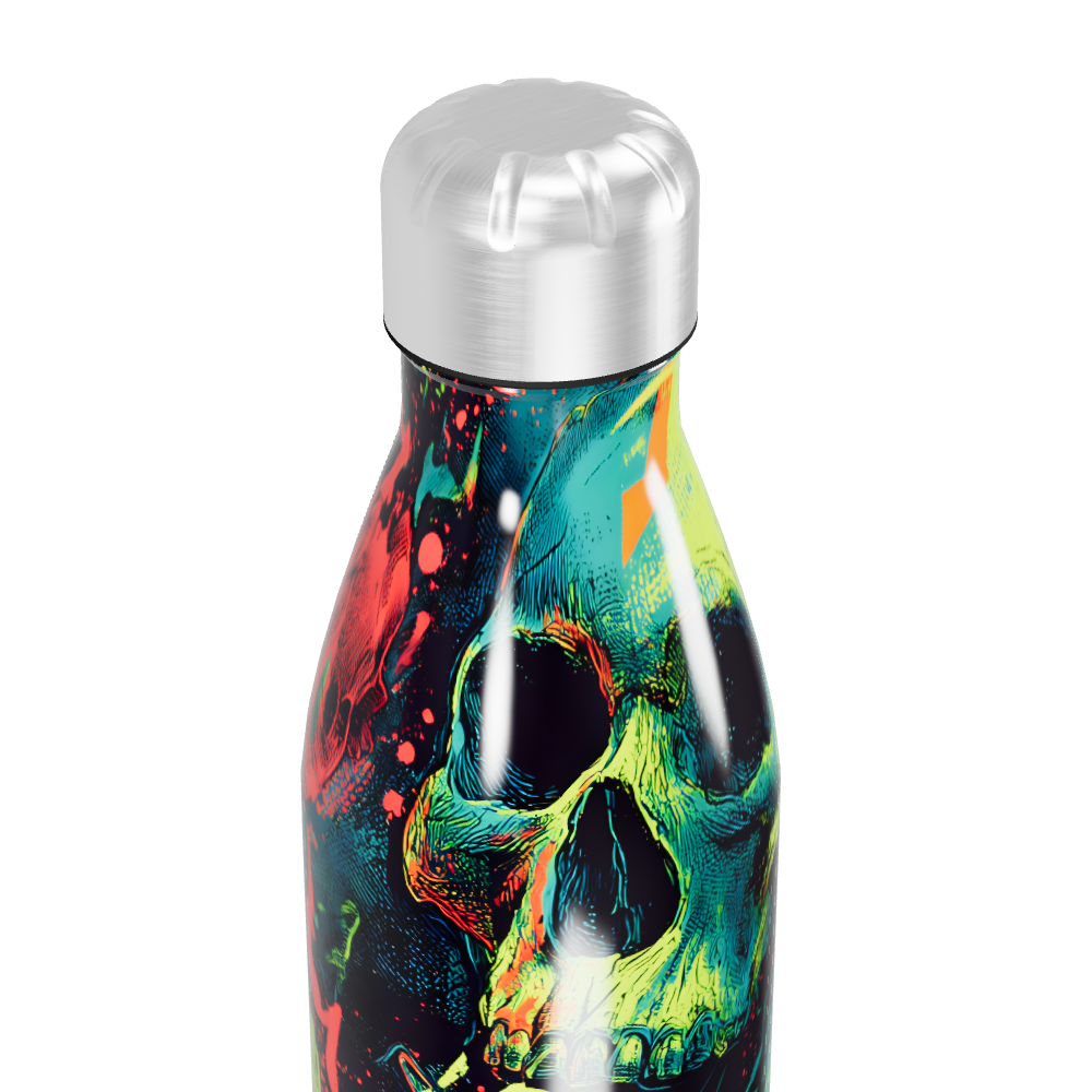 Garrafa Inox - Estampa Caveira Colorida