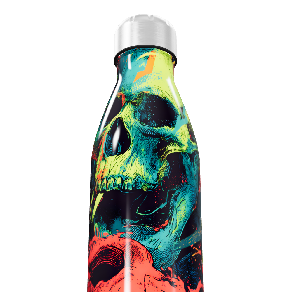 Garrafa Inox - Estampa Caveira Colorida