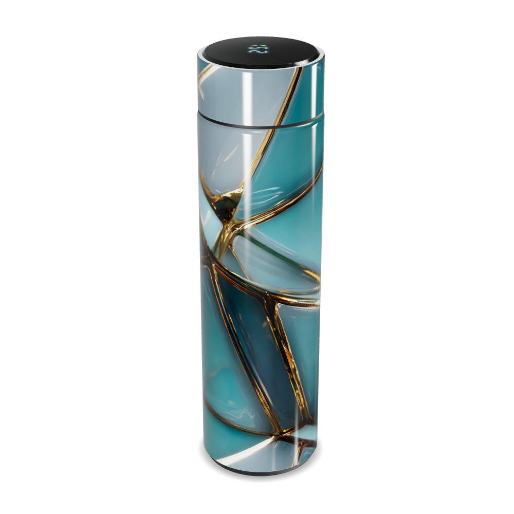 Garrafa Térmica Touch Azul Estampada Vidro