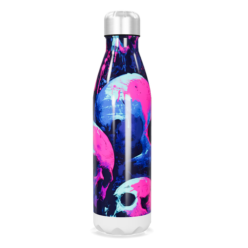 Garrafa Inox Estampada Crânios Coloridos