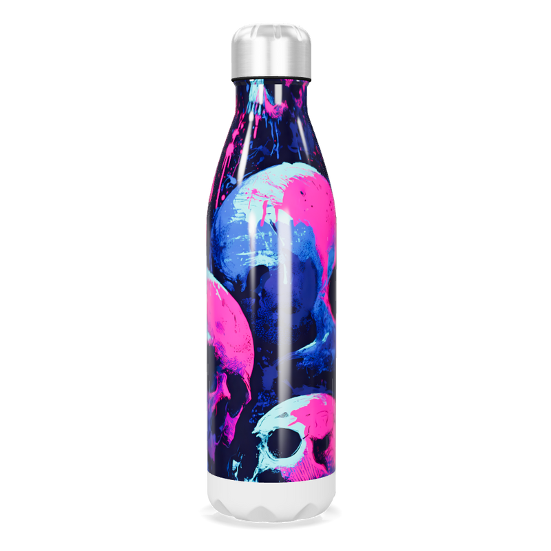 Garrafa Inox Estampada Crânios Coloridos