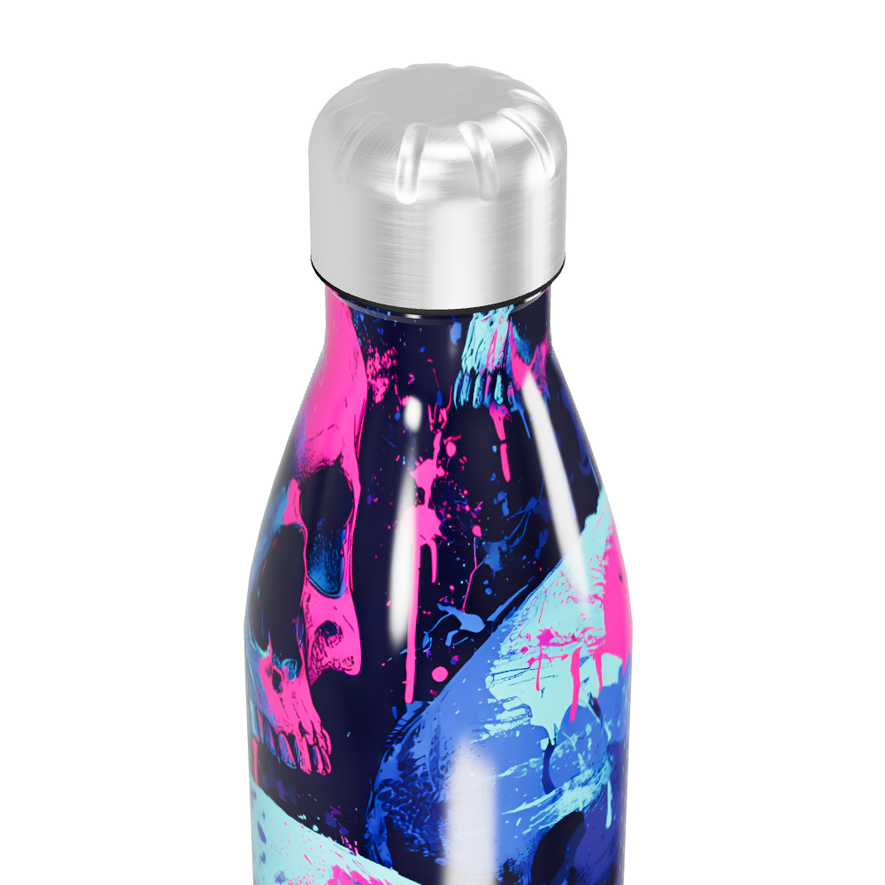 Garrafa Inox Estampada Crânios Coloridos