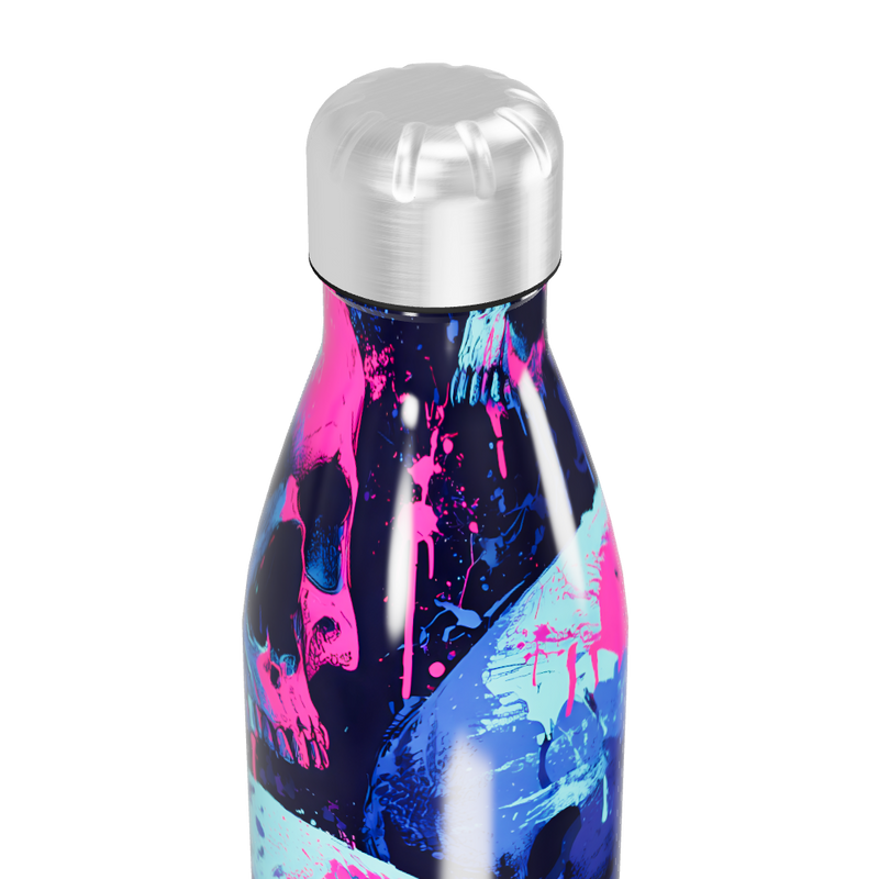 Garrafa Inox Estampada Crânios Coloridos