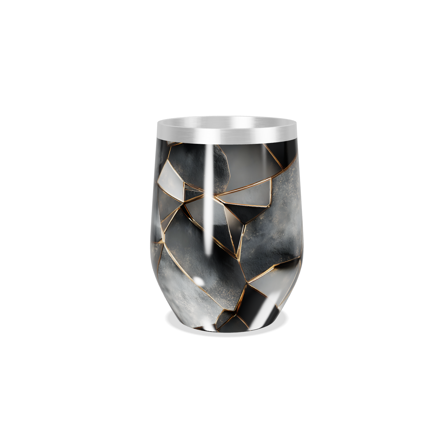 Copo Térmico Slim - Preto com Detalhes Dourados