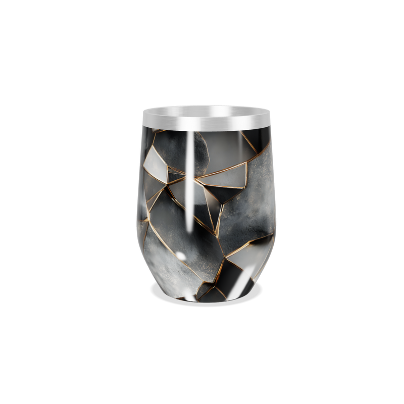 Copo Térmico Slim - Preto com Detalhes Dourados