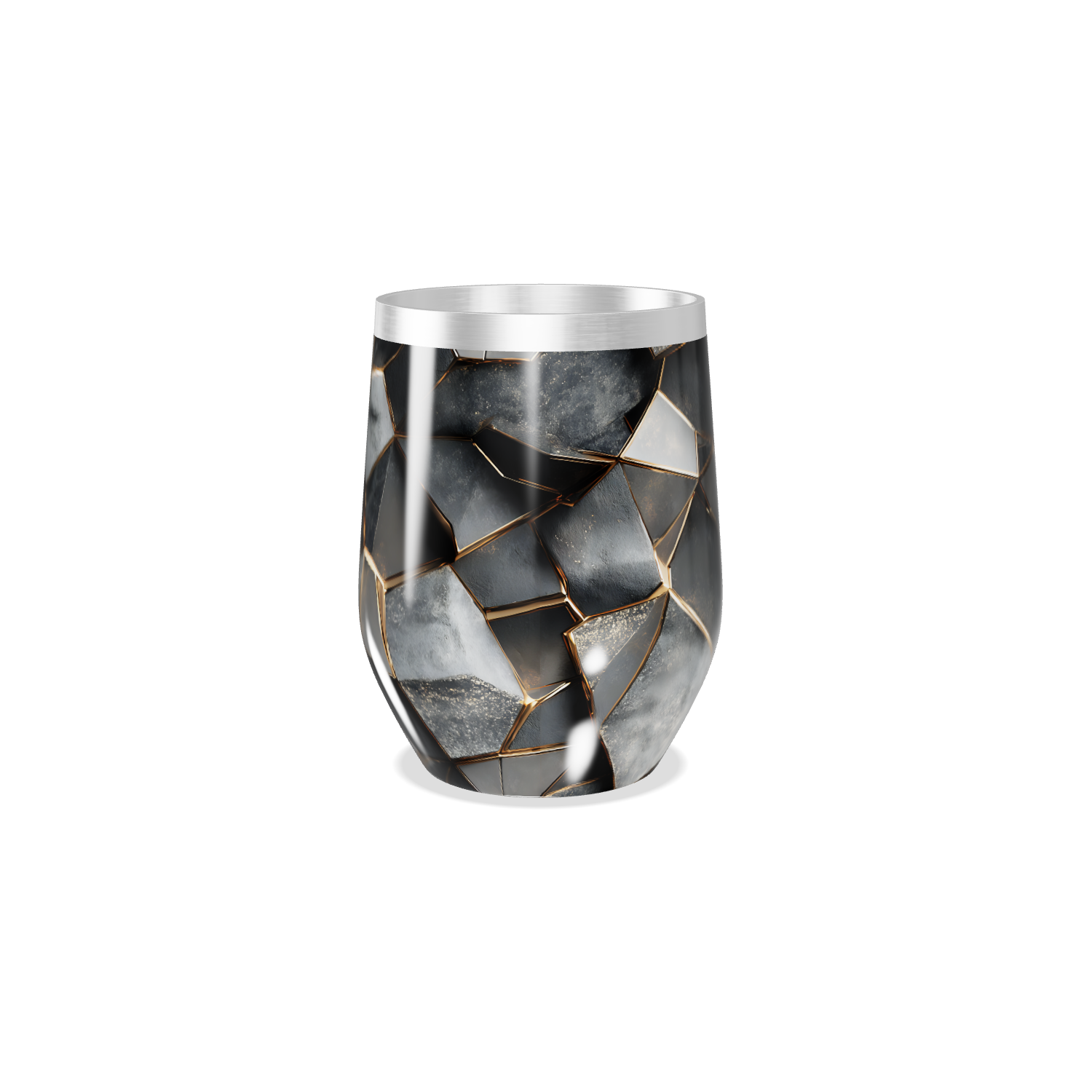 Copo Térmico Slim - Preto com Detalhes Dourados