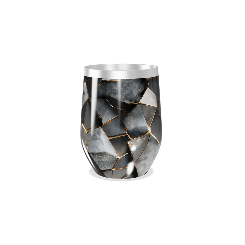 Copo Térmico Slim - Preto com Detalhes Dourados