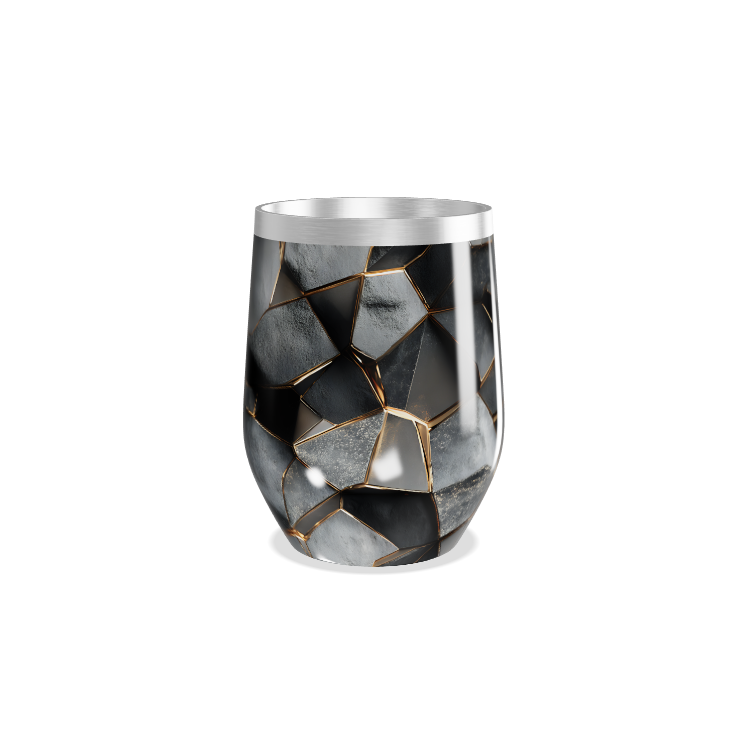 Copo Térmico Slim - Preto com Detalhes Dourados