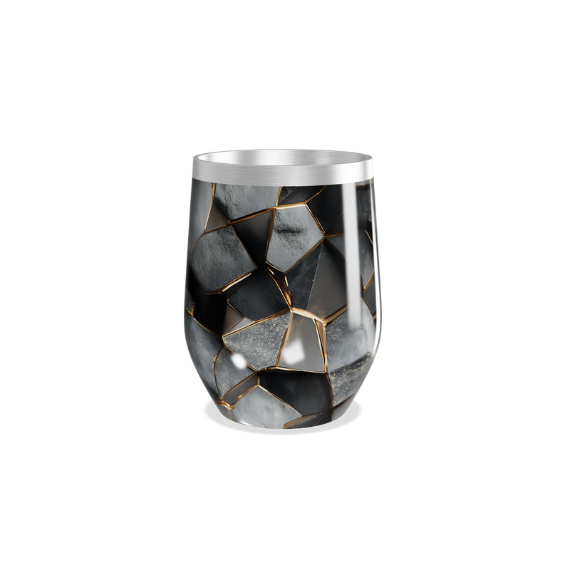 Copo Térmico Slim - Preto com Detalhes Dourados