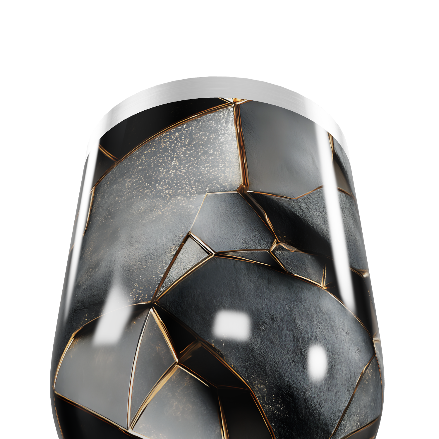 Copo Térmico Slim - Preto com Detalhes Dourados