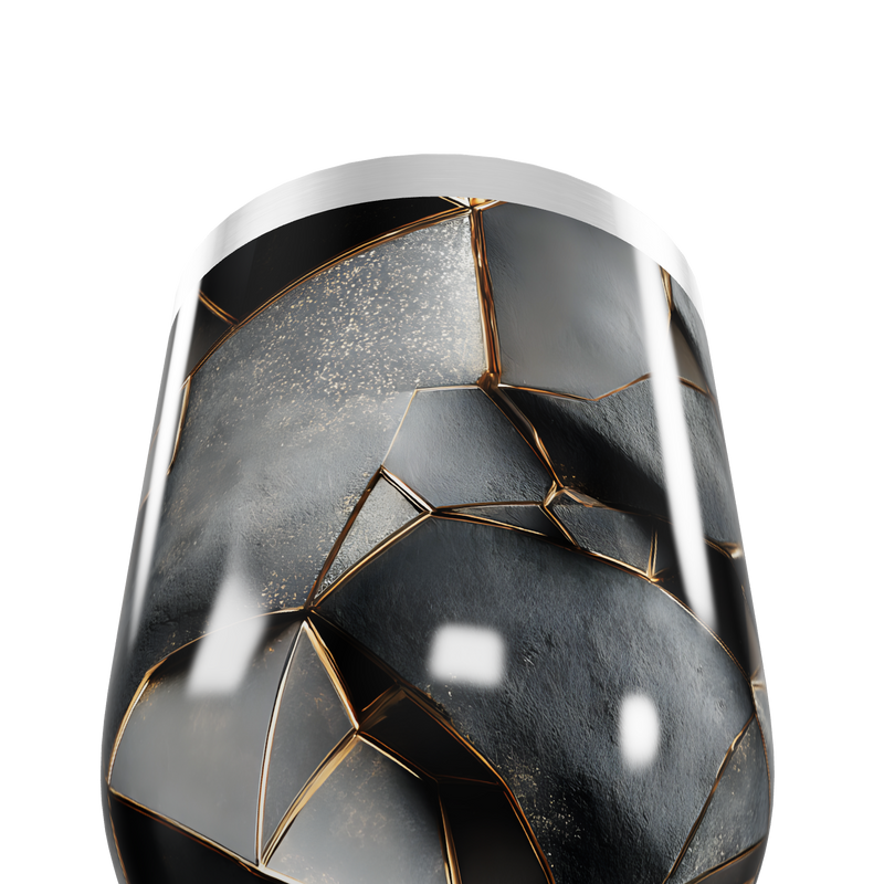 Copo Térmico Slim - Preto com Detalhes Dourados