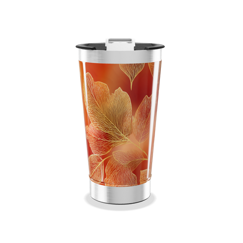Copo Térmico - Folhas Laranja Inox