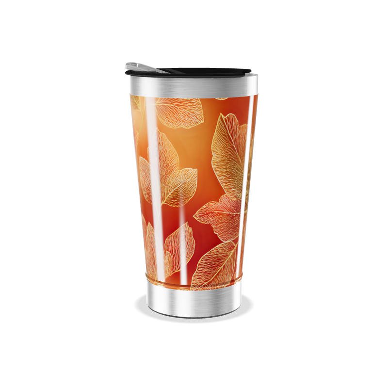 Copo Térmico - Folhas Laranja Inox