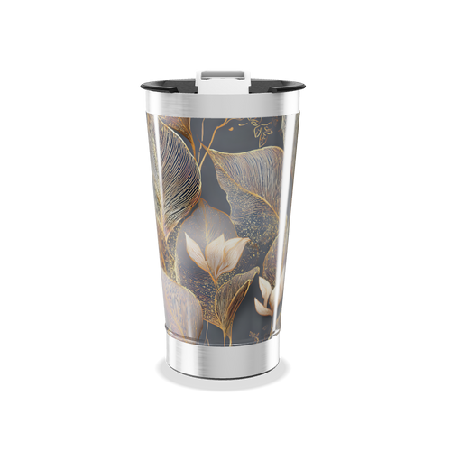 Copo Térmico - Floral Preto Dourado